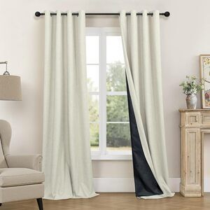 Blackout Linen Curtains 52 x 108 Grommet Natural Room Darkening Drapes 2 Panels